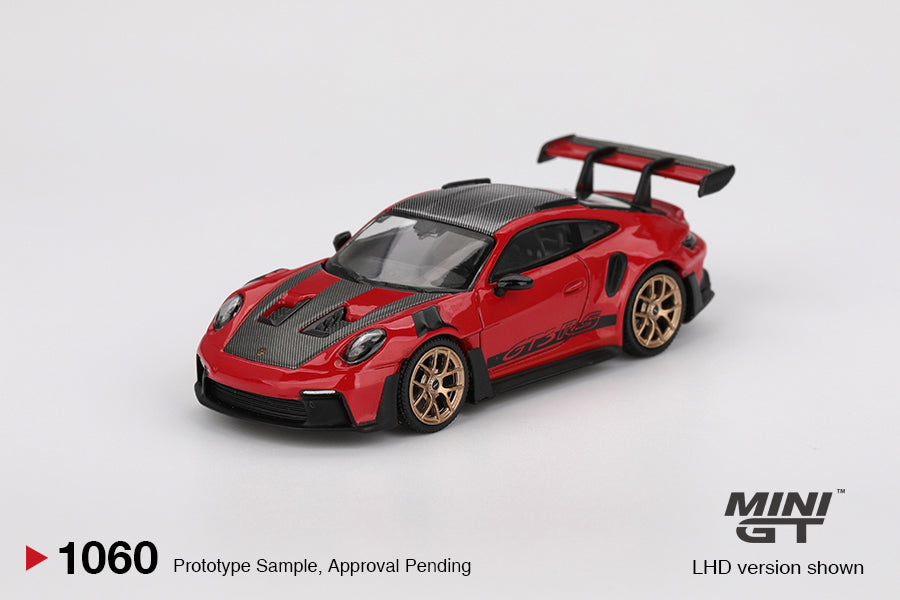 MiniGT Porsche 911 (992) GT3 RS Weissach Pkg Guards Red (RHD) 1:64 Car 1060-R