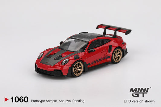 MiniGT Porsche 911 (992) GT3 RS Weissach Pkg Guards Red (RHD) 1:64 Car 1060-R