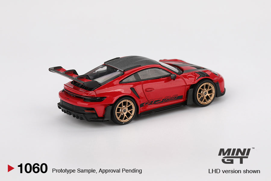 MiniGT Porsche 911 (992) GT3 RS Weissach Pkg Guards Red (RHD) 1:64 Car 1060-R