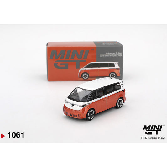 MiniGT Volkswagen ID.Buzz Candy White/Energetic Orange 1:64 Diecast Car 1061