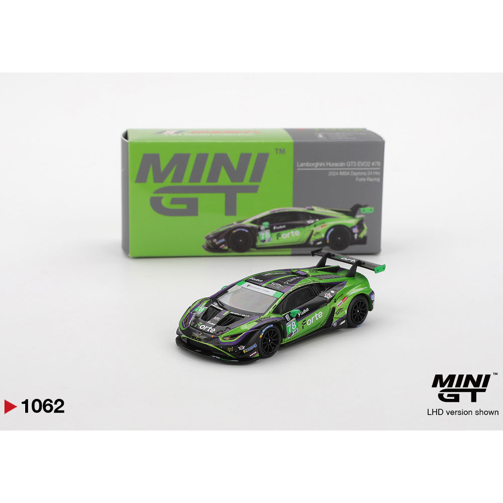 MiniGT Lamborghini Huracan GT3 EVO2 #78 Forte '24 IMSA Daytona 24h 1:64 1062