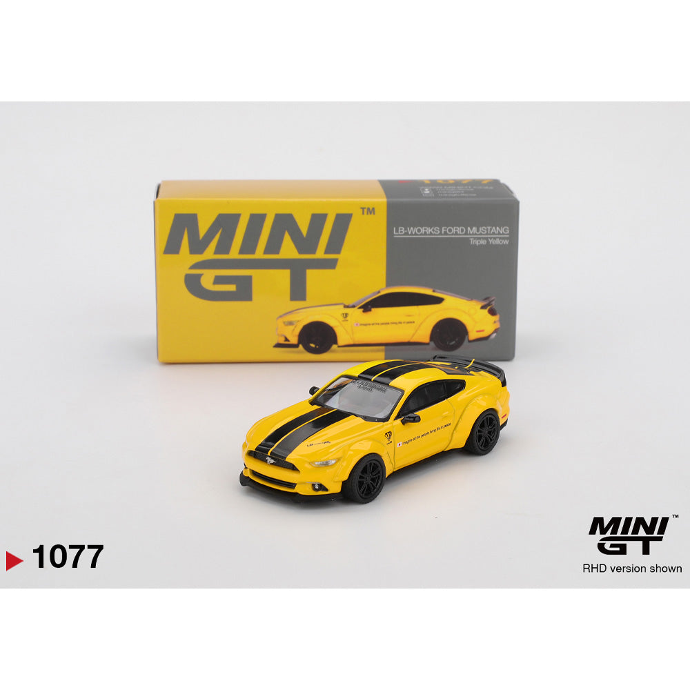 MiniGT LB-WORKS Ford Mustang Triple Yellow 1:64 Diecast Car 1077