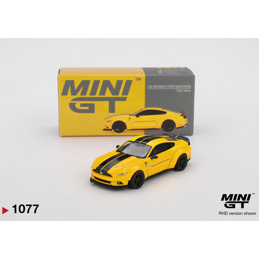 MiniGT LB-WORKS Ford Mustang Triple Yellow 1:64 Diecast Car 1077