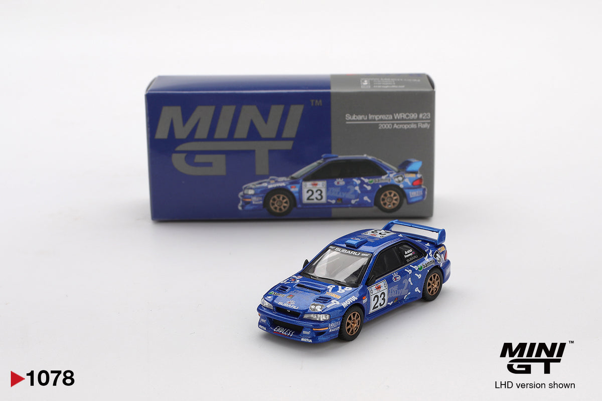 MiniGT Subaru Impreza WRC99 No.23 2000 Acropolis Rally LHD Blister 1:64 1078-BL