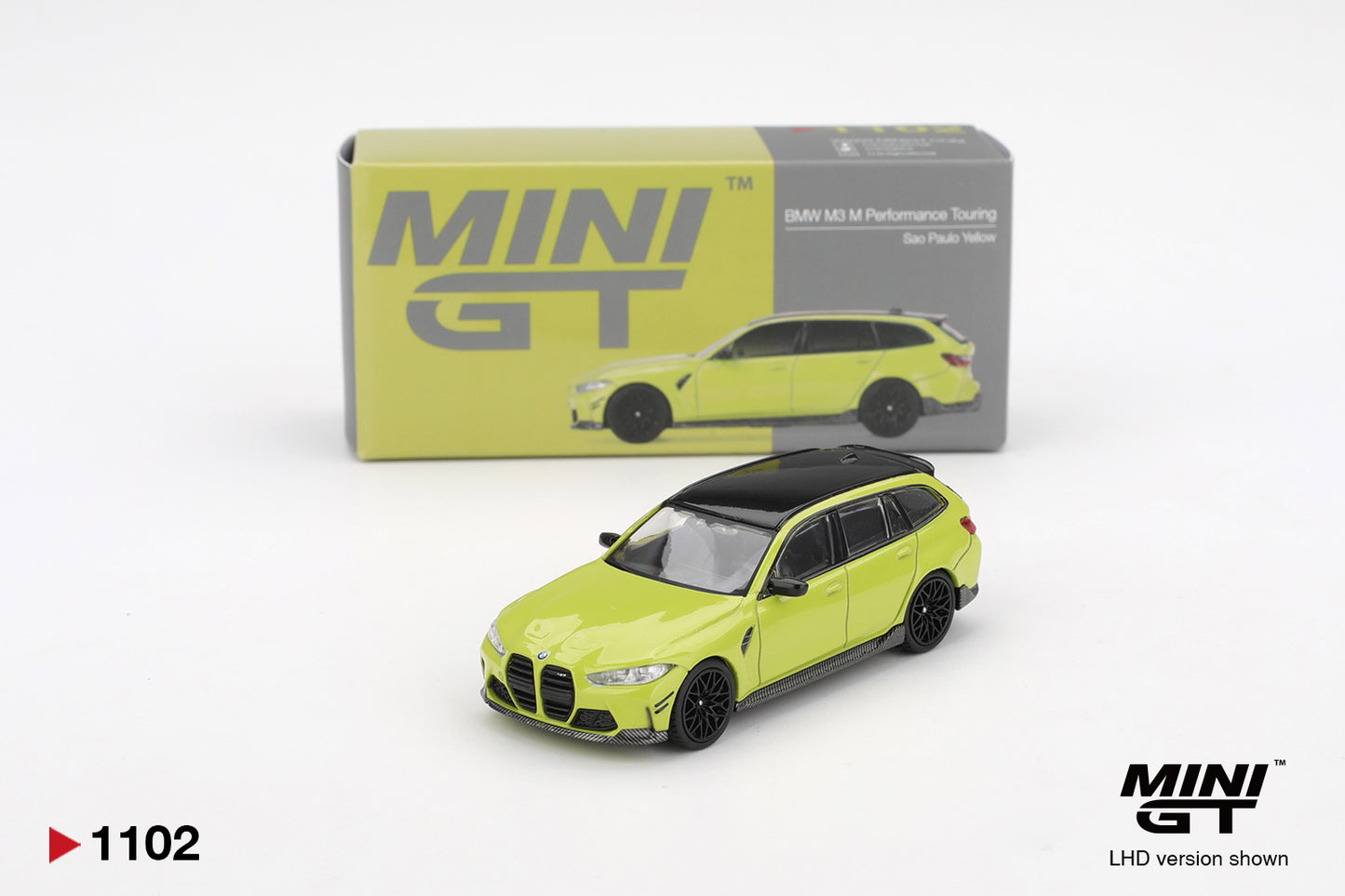 MiniGT BMW M3 M Performance Touring Sao Paulo Yellow (RHD) 1:64 Car 1102-R