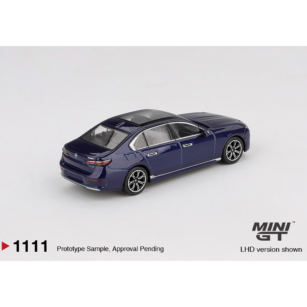 MiniGT BMW i7 xDrive60 Tanzanite Blue Metallic 1:64 Diecast Car 1111