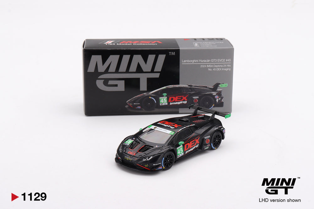 MiniGT Lamborghini Huracan GT3 Evo2 No.45 Dex Imaging 2024 IMSA 1:64 Car 1129-L