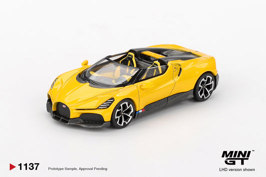 MiniGT Bugatti W16 Mistral Yellow (LHD) 1:64 Diecast Car 1137-L