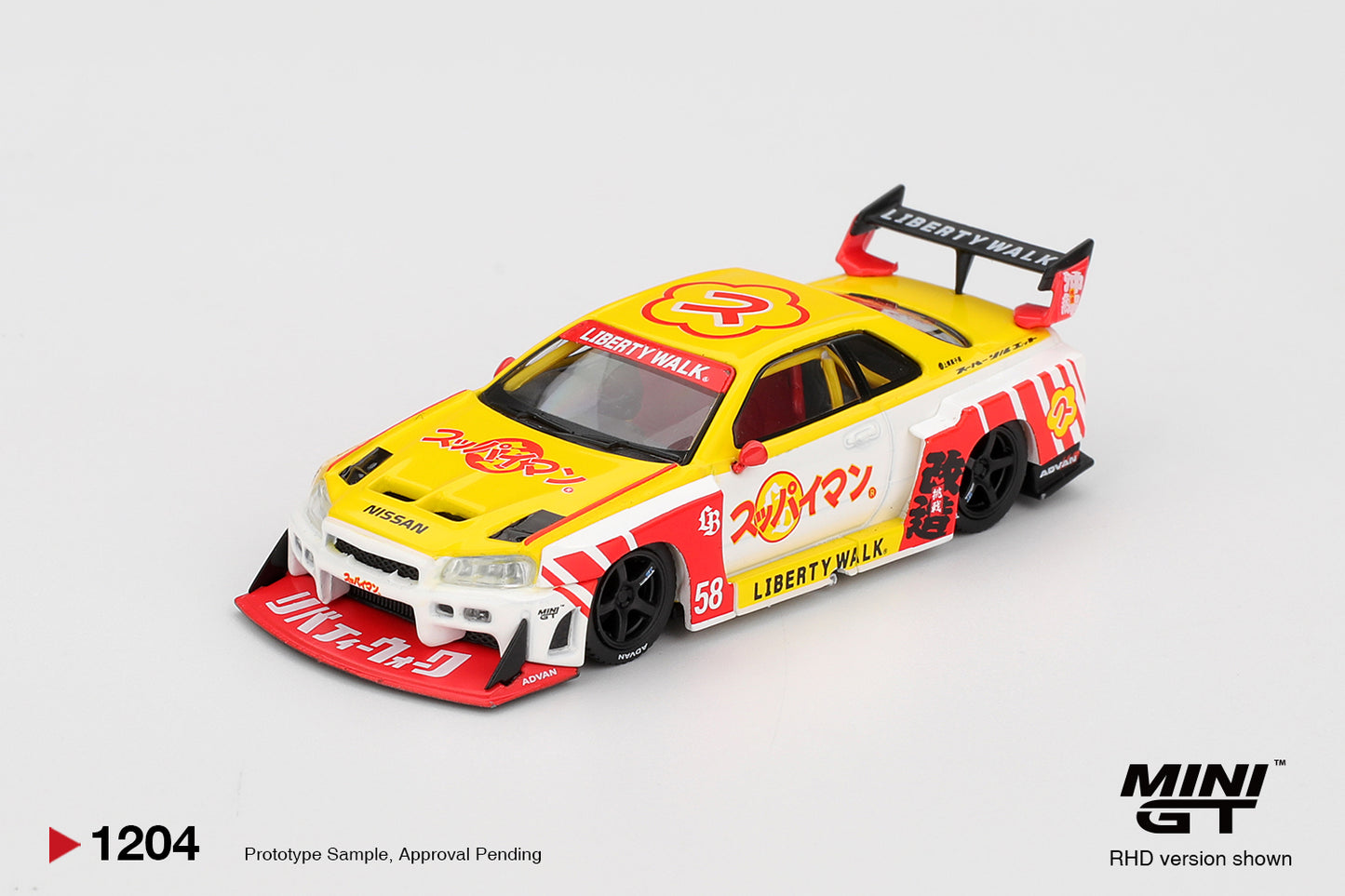 MiniGT Nissan LB-ER34 Super Silhouette Skyline Suppaiman Okina 1:64 Car 1204-R