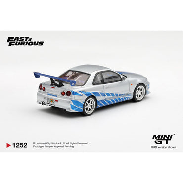 MiniGT x Fast & Furious: Brian's Nissan Skyline GT-R R34 C-West 1:64 Diecast Car