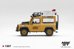 MiniGT Land Rover Defender 90 1985 Camel Borneo JA 1:64 Diecast Car 1307-BL