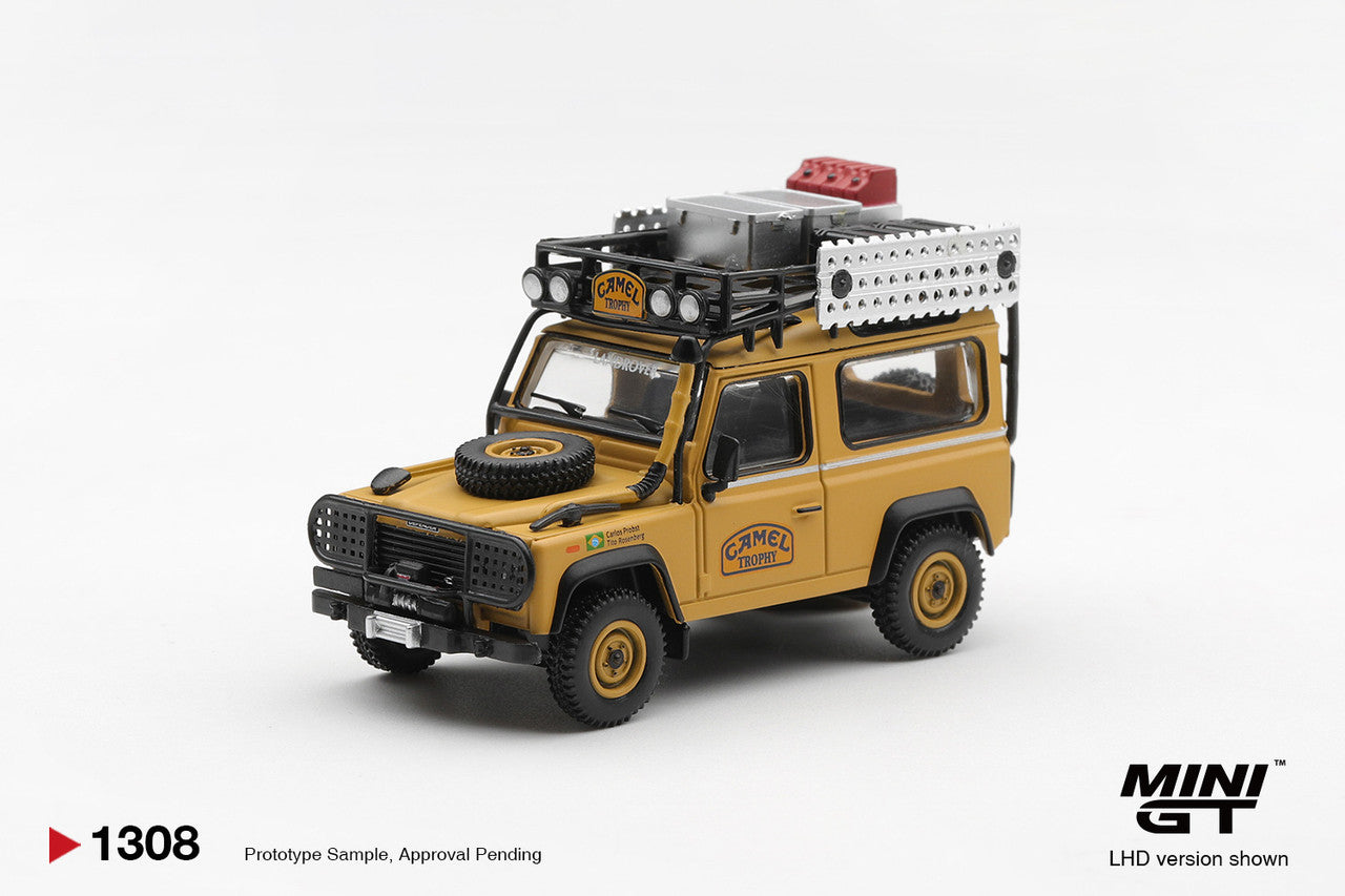 MiniGT Land Rover Defender 90 1985 Camel Borneo BR 1:64 Diecast Car 1308-BL