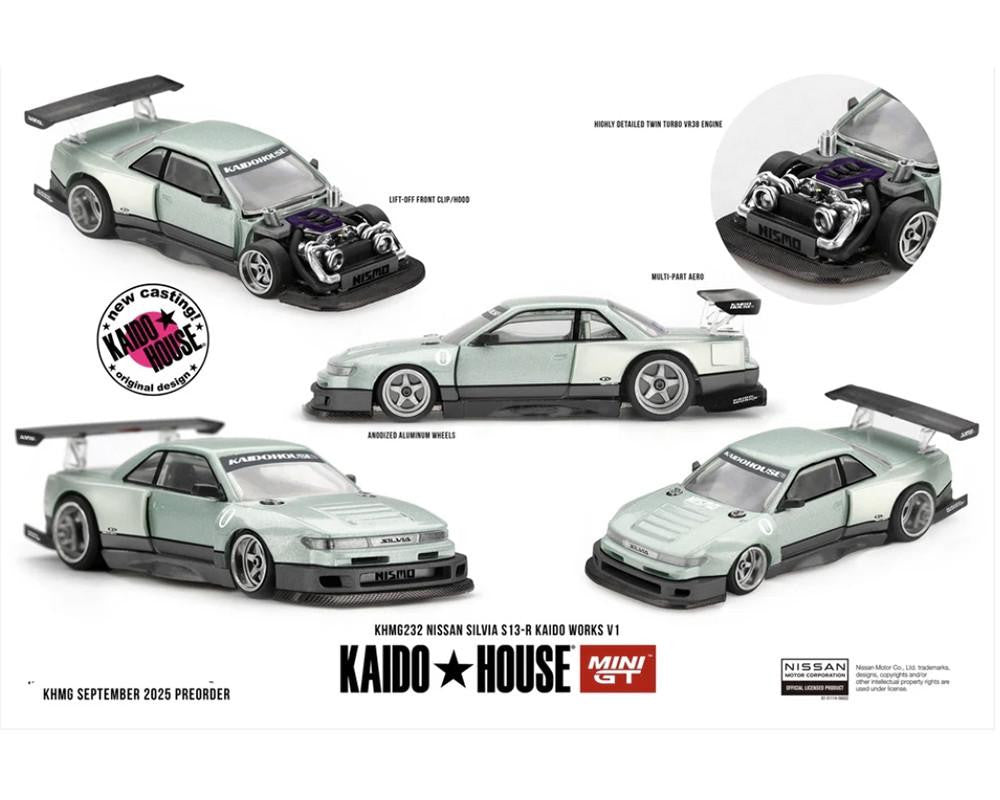 MiniGT Nissan Silvia S13-R Kaido Works V1 1:64 Diecast Car KHM232