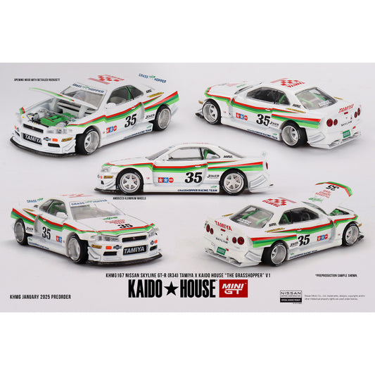 MiniGT Kaido House x Tamiya Grasshopper Nissan Skyline GT-R (R34) 1:64 Diecast