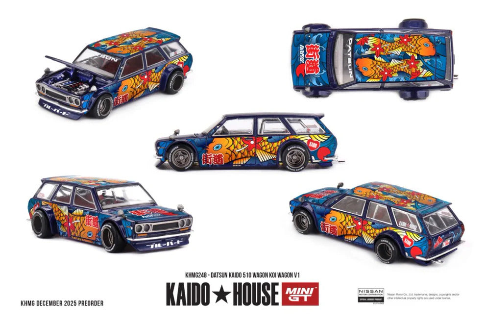 MiniGT Datsun Kaido 510 Wagon Koi Wagon V1 1:64 Diecast Car KHMG248