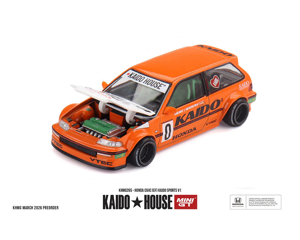 MiniGT Honda Civic (EF) Kaido Sports V1 1:64 Diecast Car KHMG265