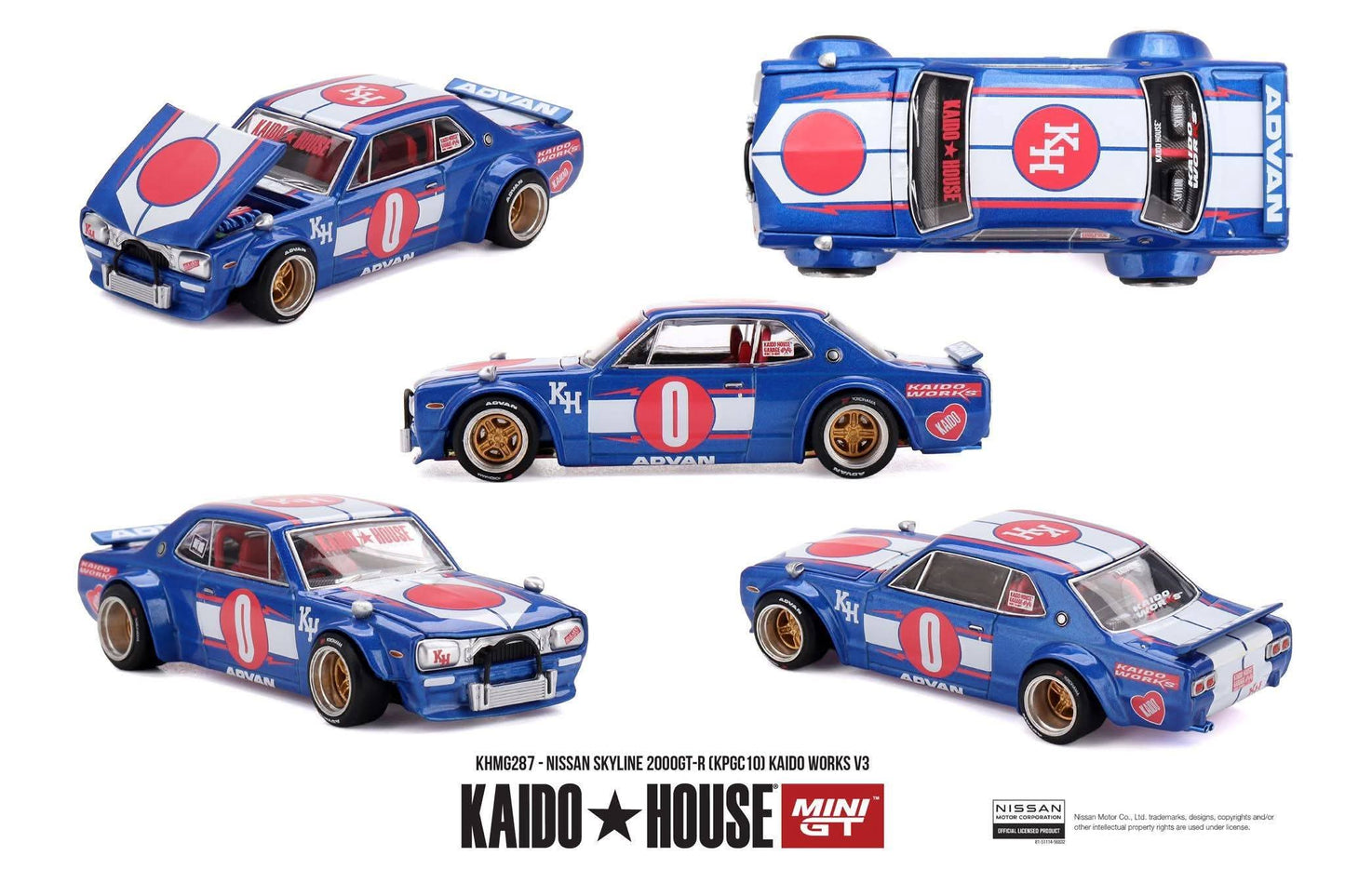 MiniGT Kadio House Nissan Skyline 2000GT-R KPGC10 Kaido V3 1:64 Car KHMG287