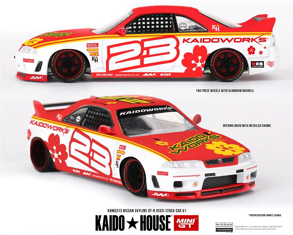 MiniGT Nissan Skyline GT-R (R33) Kaido Stock Car V1 1:64 Diecast Model KHMG313