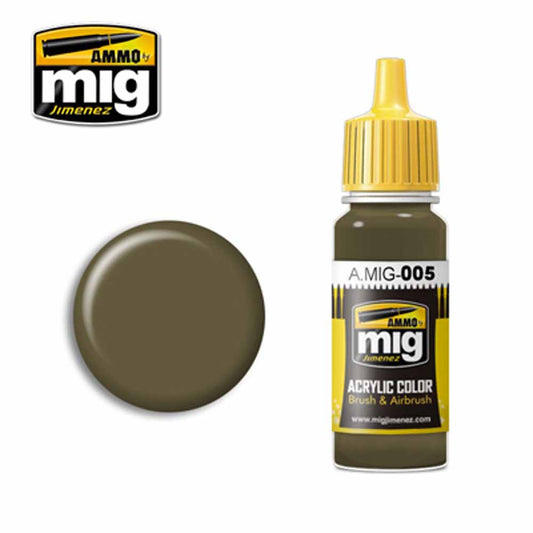 Ammo by MIG RAL 7008 Graugrun Acrylic waterbased colour 17ml A.MIG-005