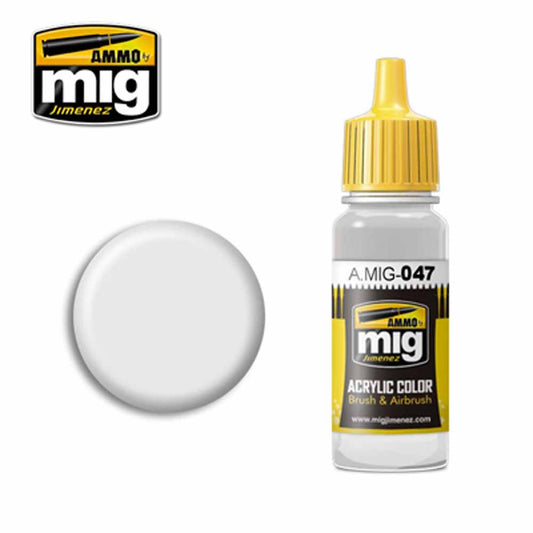 Ammo by MIG Satin White Acrylic waterbased colour 17ml A.MIG-047