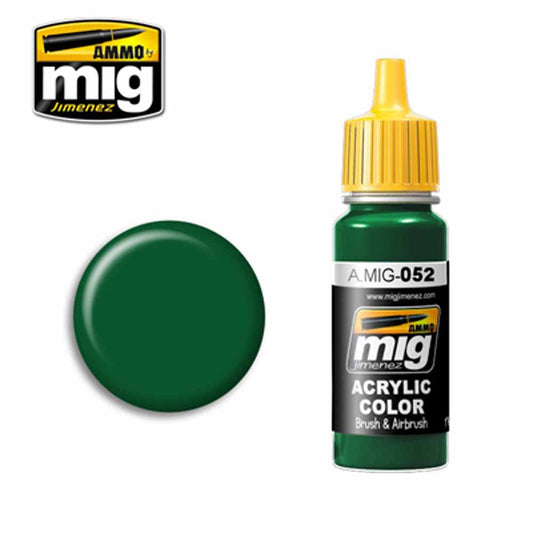 Ammo by MIG Deep Green Acrylic waterbased colour 17ml A.MIG-052