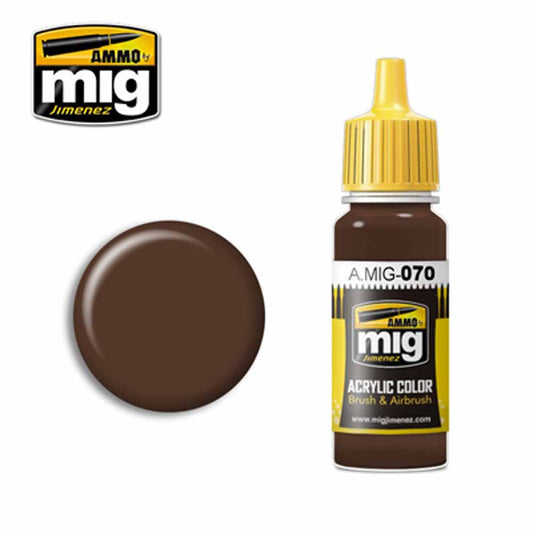 Ammo by MIG Medium Brown Dark Earth Acrylic waterbased colour 17ml A.MIG-070