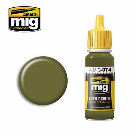 Ammo by MIG Green Moss Acrylic waterbased colour 17ml A.MIG-074