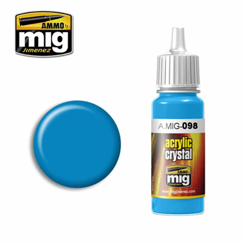 Ammo by MIG Crystal Light Blue Acrylic waterbased colour 17ml A.MIG-098