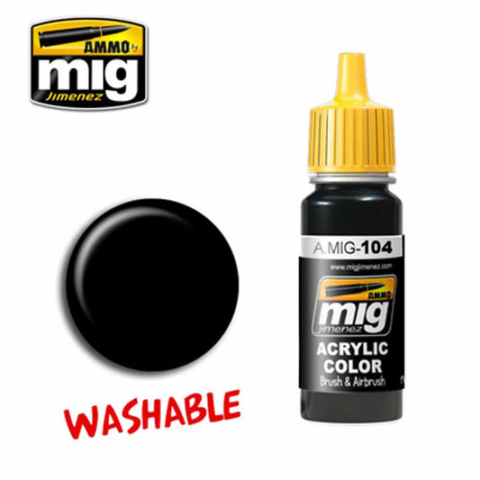 Ammo by MIG Washable Black Acrylic waterbased colour 17ml A.MIG-104