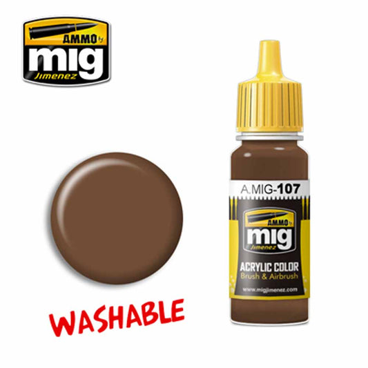 Ammo by MIG Washable Earth Acrylic waterbased colour 17ml A.MIG-107