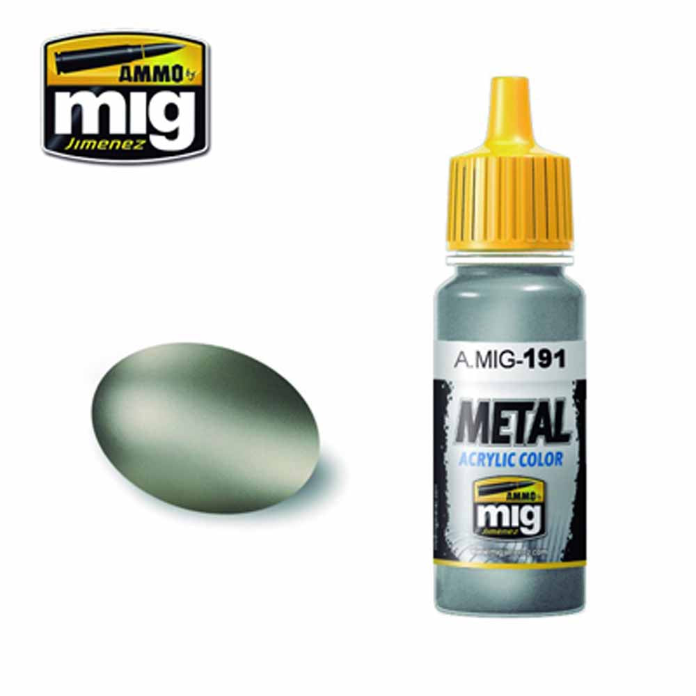 Ammo by MIG Steel Acrylic waterbased colour 17ml A.MIG-191