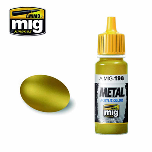 Ammo by MIG Gold Acrylic waterbased colour 17ml A.MIG-198