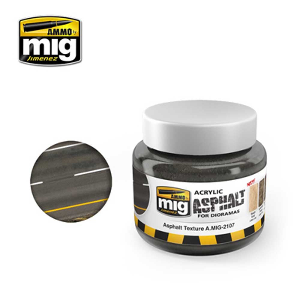Ammo by Mig Asphalt Ground Texture 250ml For Model Kits Mig 2107