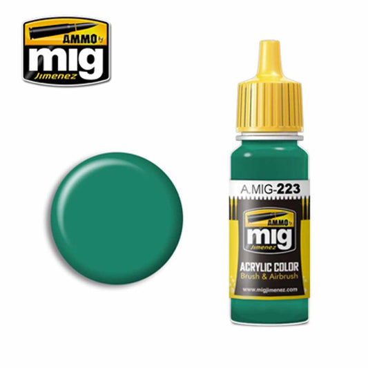 Ammo by MIG Interior Turquoise Green Acrylic waterbased colour 17ml A.MIG-223