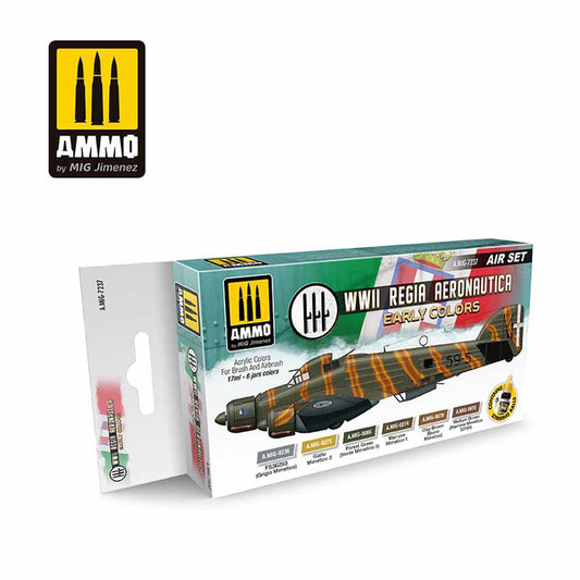 Ammo by MIG WWII Regia Aeronautica Early Colours Acrylic Paint Set A.MIG-7237