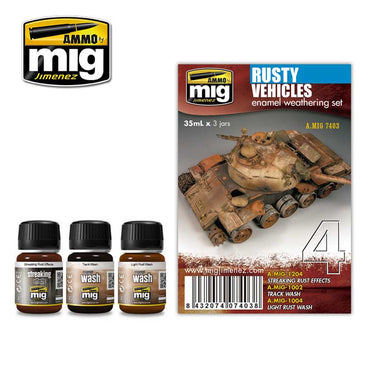 Ammo by Mig Rusty Vehicles Enamel Weathering Set For Model Kits Mig 7403