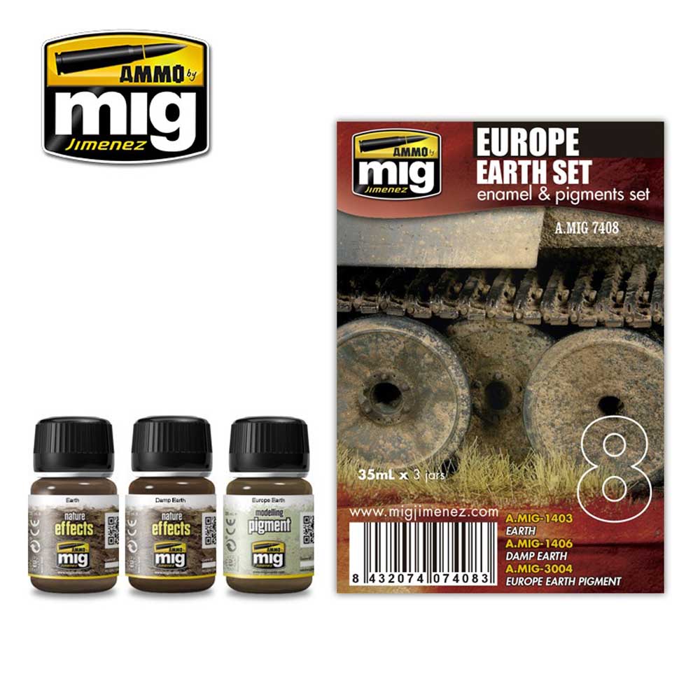 Ammo by Mig Europe Earth Enamel Weathering Set For Model Kits Mig 7408