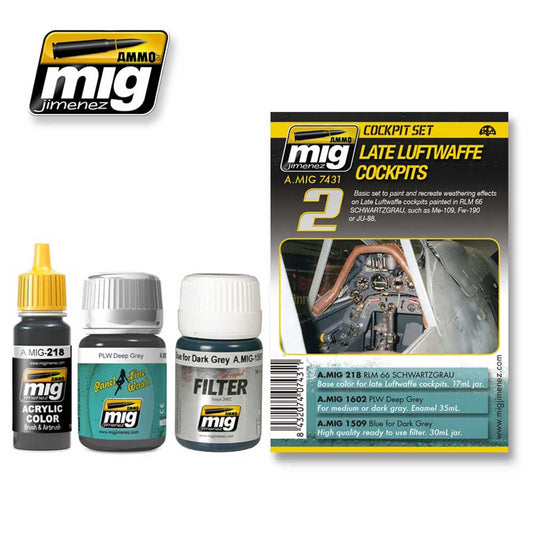 Ammo by Mig Late Luftwaffe Cockpit Weathering Set For Model Kits Mig 7431