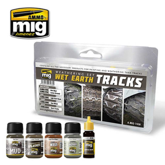 Ammo by Mig Wet Earth Tracks Weathering Set For Model Kits Mig 7438