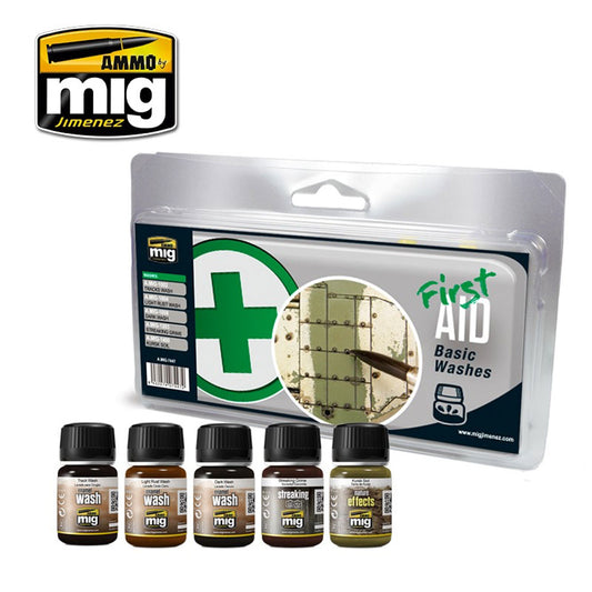 Ammo by Mig First Aid Basic Washes For Model Kits Mig 7447