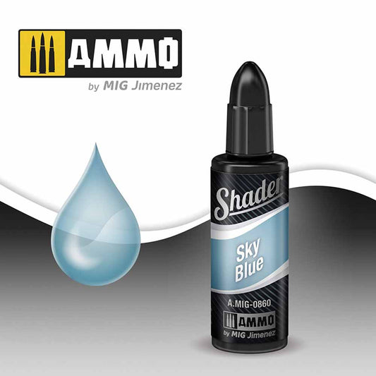 Ammo by MIG Sky Blue Shader Acrylic Based Paint For Airbrush 10ml A.MIG-860