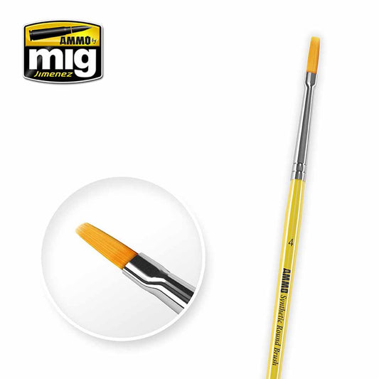 Ammo by MIG 4 Synthetic Flat Brush Synthetic BRUSHES - FLAT 4 A.MIG-8620