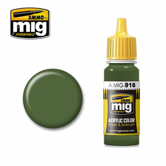 Ammo by MIG Green Base Acrylic waterbased colour 17ml A.MIG-916