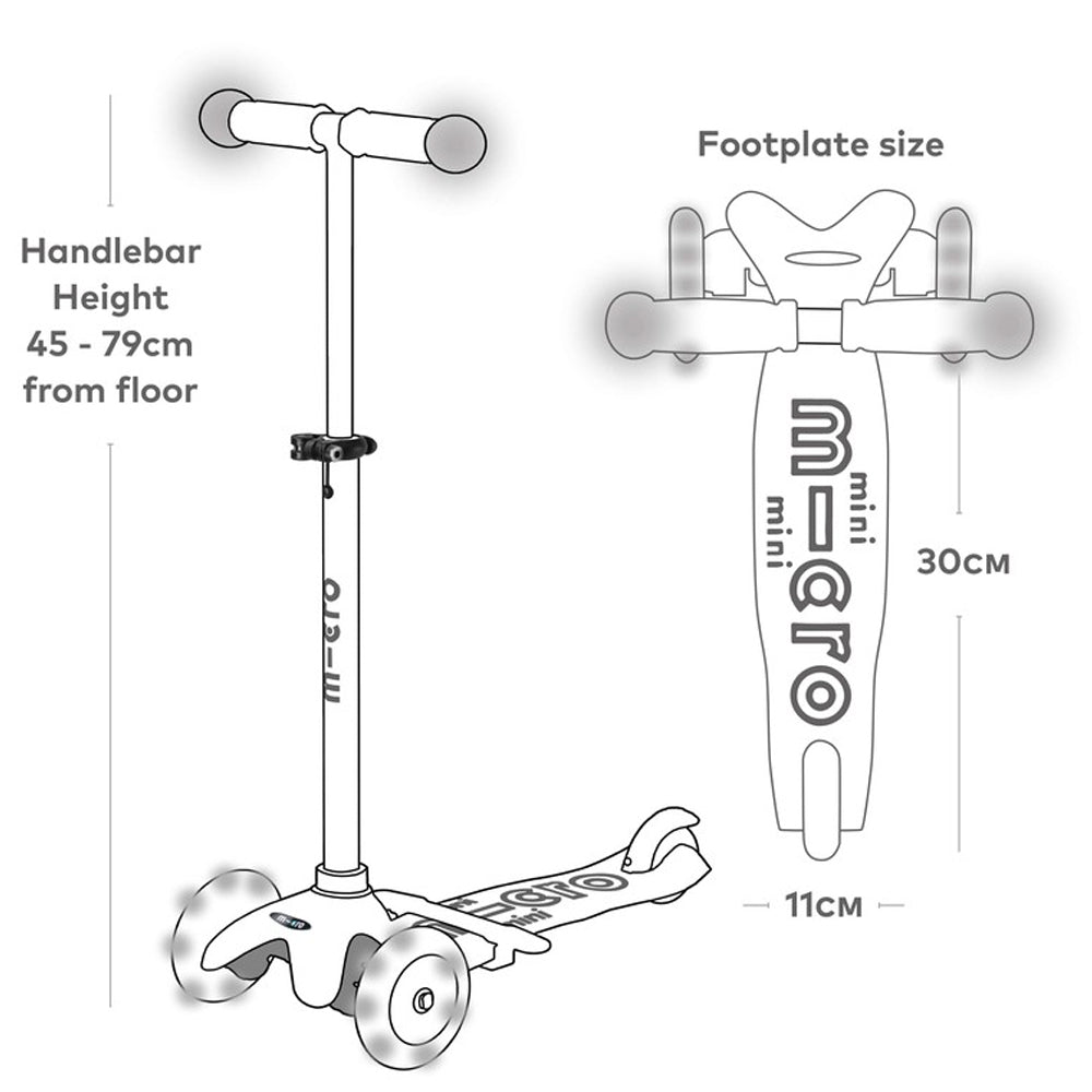 Blue Mini Micro 2 Grow 4-in-1 Scooter with LED Light-Up Wheels Age 1-6 MMD358