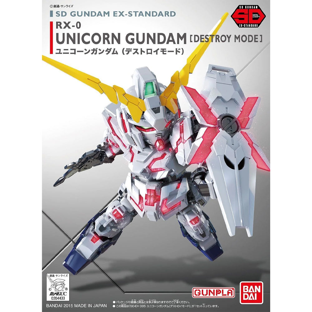 Bandai SD 005 RX-0 Unicorn Gundam (Destroy Mode) Ex-Standard Gunpla Kit 65619