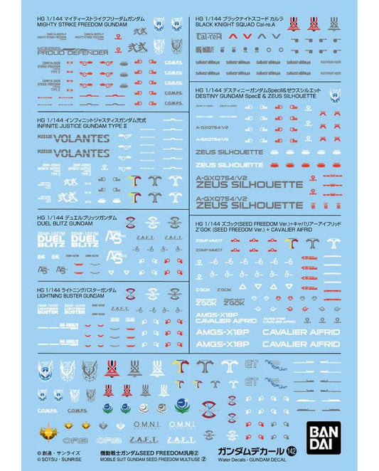 Bandai Gundam Decal 142 SEED Freedom Multiuse 2 Sheet MK68877