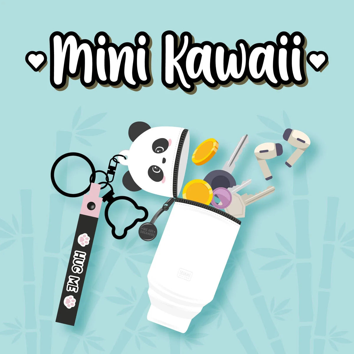 Legami Mini Kawaii Coin Purse Case Keyring - Panda