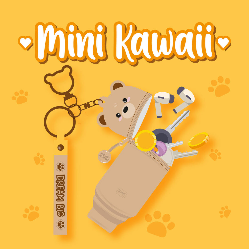 Legami Mini Kawaii Coin Purse Case Keyring - Teddy Bear