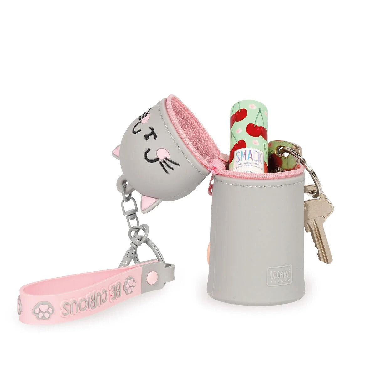 Legami Mini Kawaii Coin Purse Case Keyring - Kitty Cat