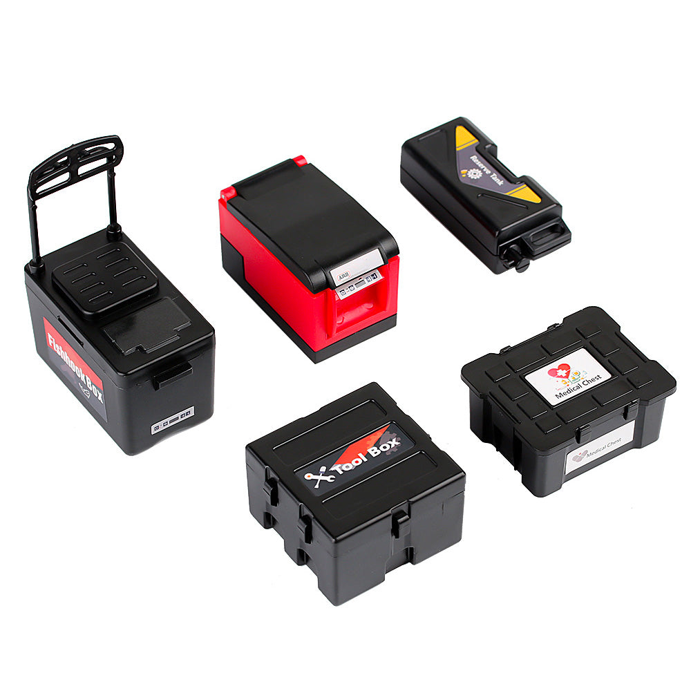 Storage Box Crates Set of 5 Black 1:10 Scale RC Crawler Accessories